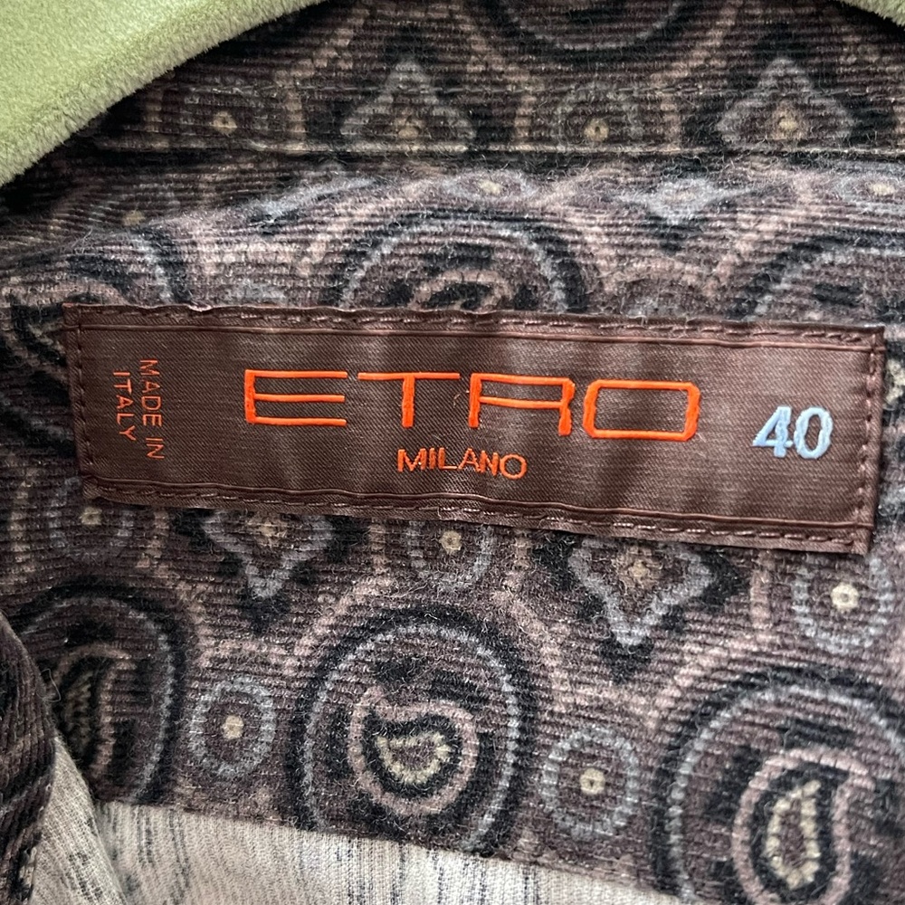 Etro Milano Made in Italy Paisley Print Button Front Shirt Size 40 L - Picture 5 of 5